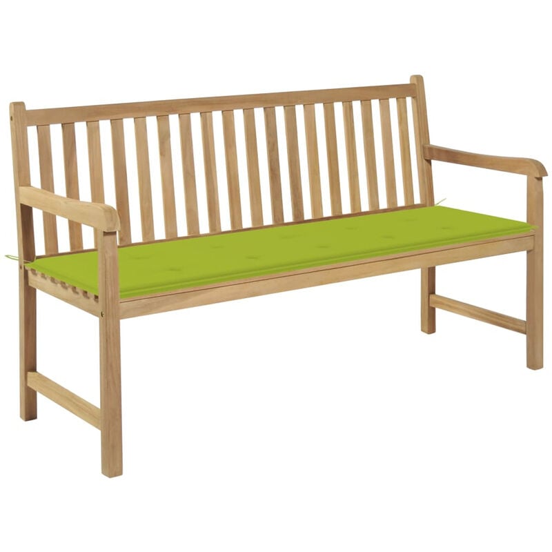 

Banco de jardin madera de teca con cojin verde brillante 150 cm