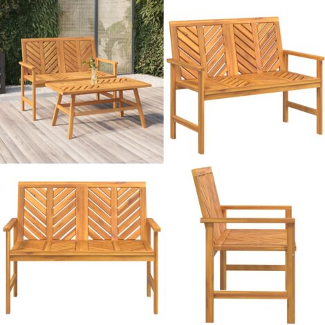 Banco de jardín madera maciza de acacia 109 cm - Banco de exterior - Banco de madera