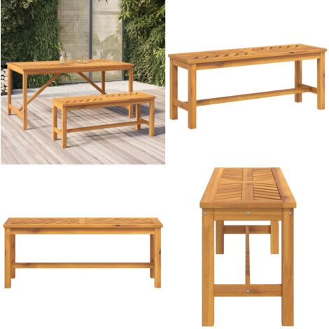 Banco de jardín madera maciza de acacia 110 cm - Banco de exterior - Banco de madera