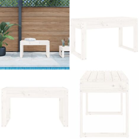 Banco de jardín madera maciza de pino blanco 80x38x45 cm - Banco de exterior - Banco de madera