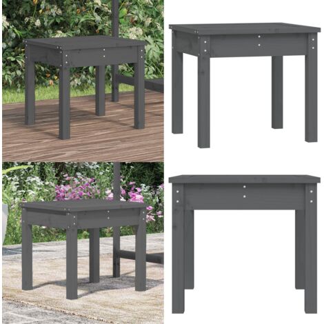 Banco de jardín madera maciza de pino gris 50x44x45 cm - Banco de exterior - Banco de patio