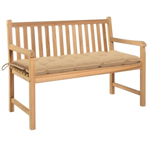Madera Maciza de Teca Banco de Jardín con Cojín Patio Terraza Exterior Decoración Recibidor Asiento Silla Práctico Estable 175 cm Multicolor