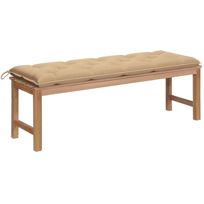

Banco de jardin madera maciza de teca con cojin beige 150 cm