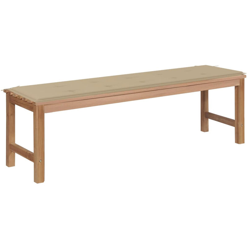 

Banco de jardin madera maciza de teca con cojin beige 150 cm