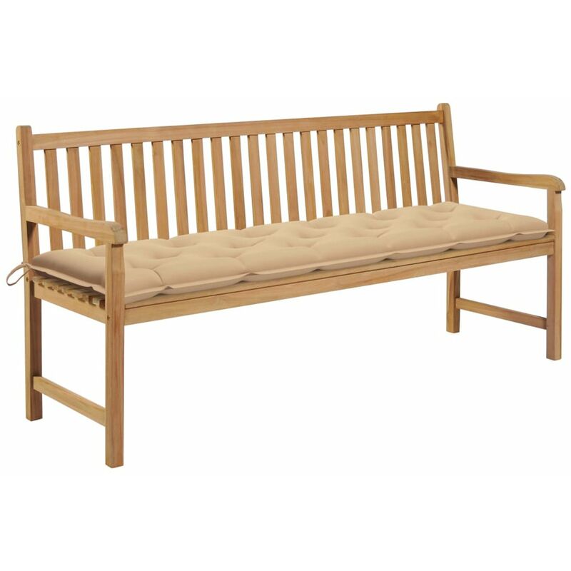 

Banco de jardin madera maciza de teca con cojin beige 175 cm