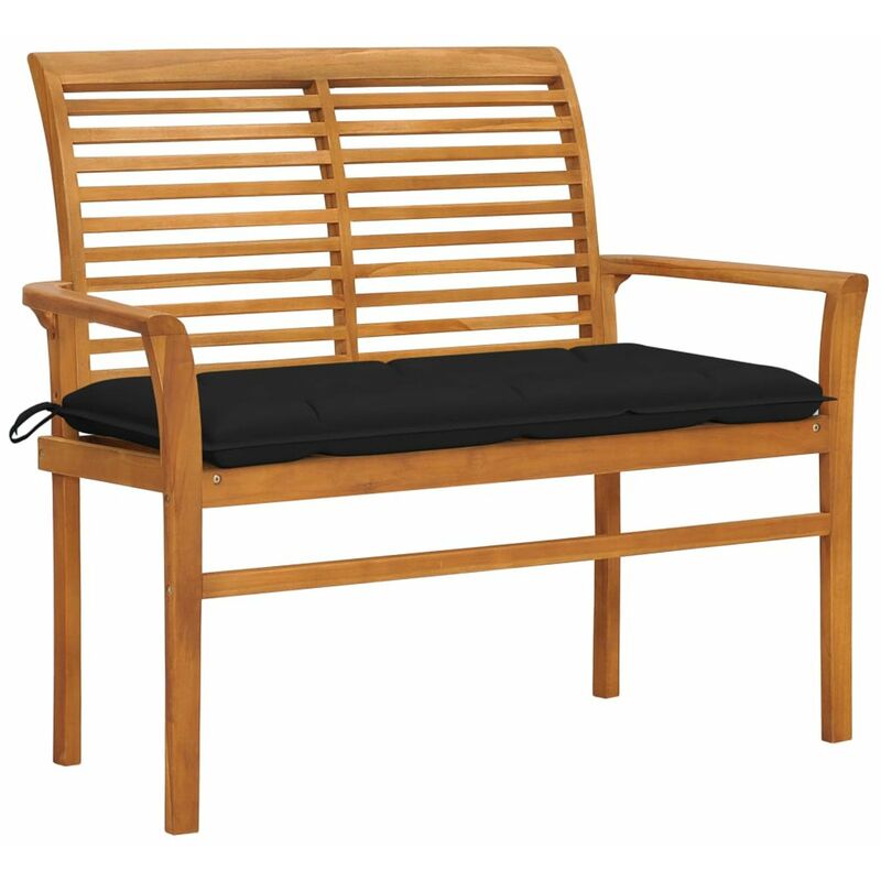 

Banco de jardin madera maciza de teca con cojin negro 112 cm