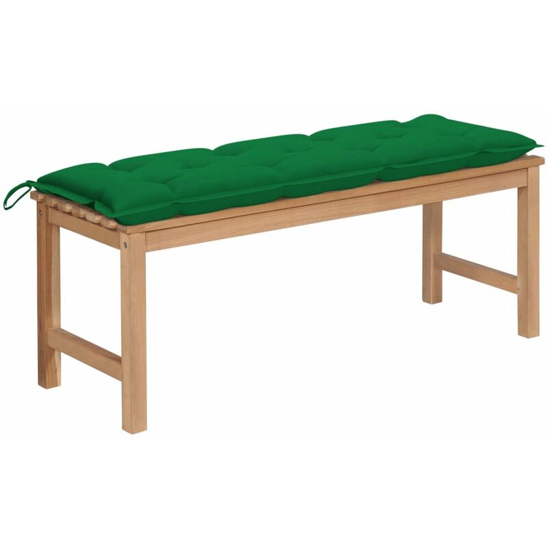 

Banco de jardin madera maciza de teca con cojin verde 120 cm