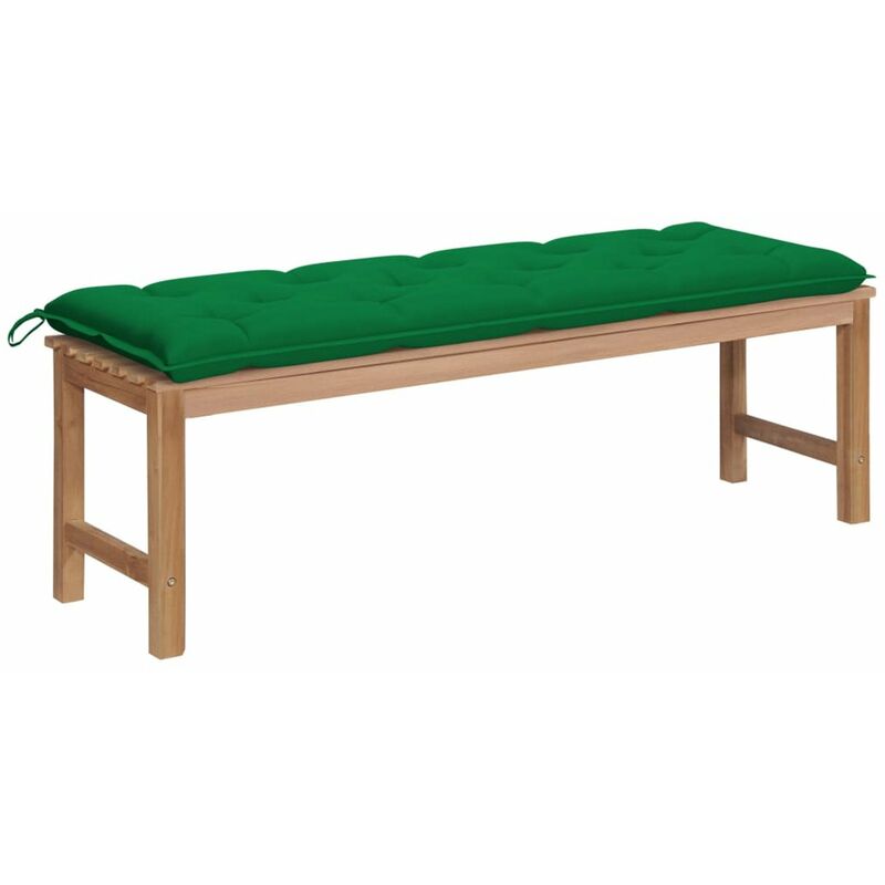 

Banco de jardin madera maciza de teca con cojin verde 150 cm