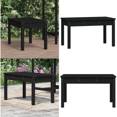 Banco de jardín madera maciza pino negro 80x44x45 cm - Banco de exterior - Banco de patio