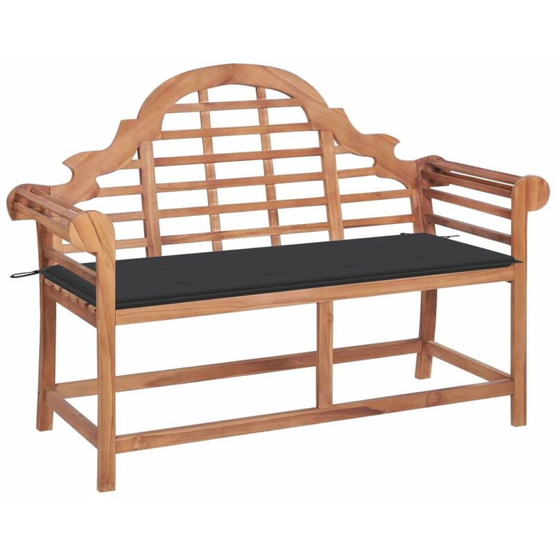 

Banco de jardin madera maciza teca con cojin antracita 120 cm