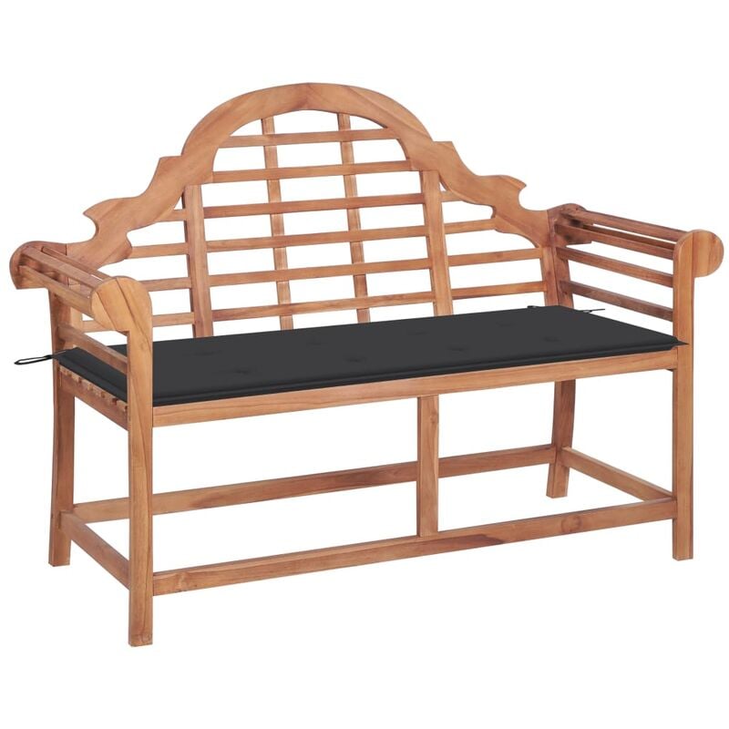 

Banco de jardín madera maciza teca con cojín antracita 120 cm