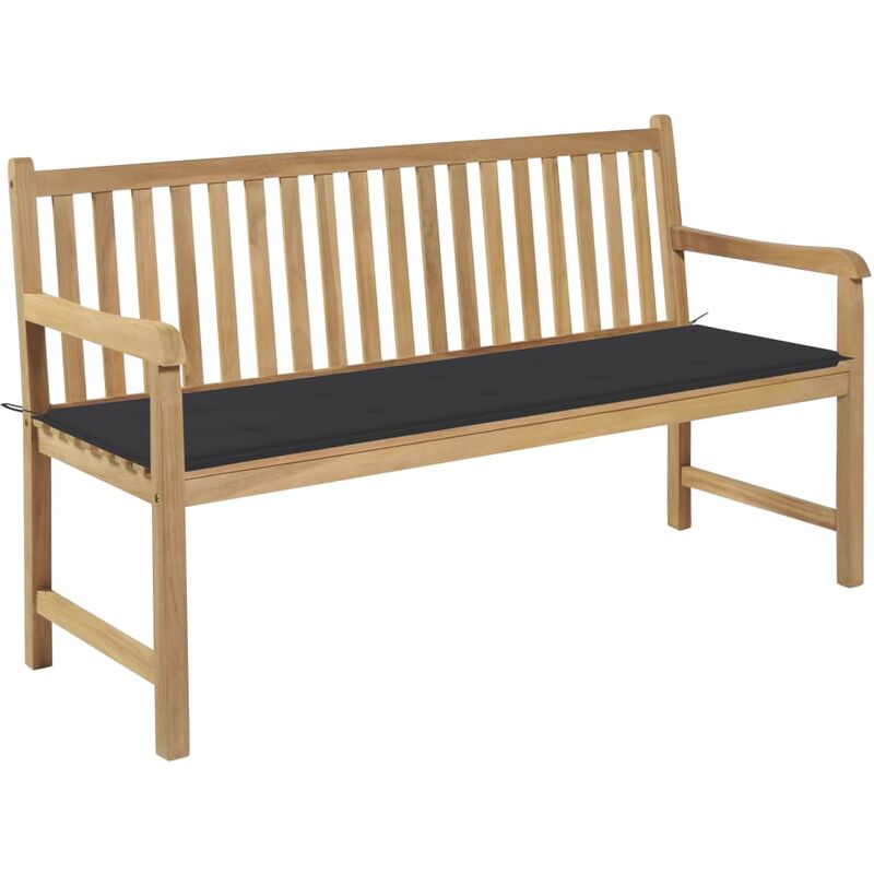 

Banco de jardín madera maciza teca con cojín antracita 150 cm
