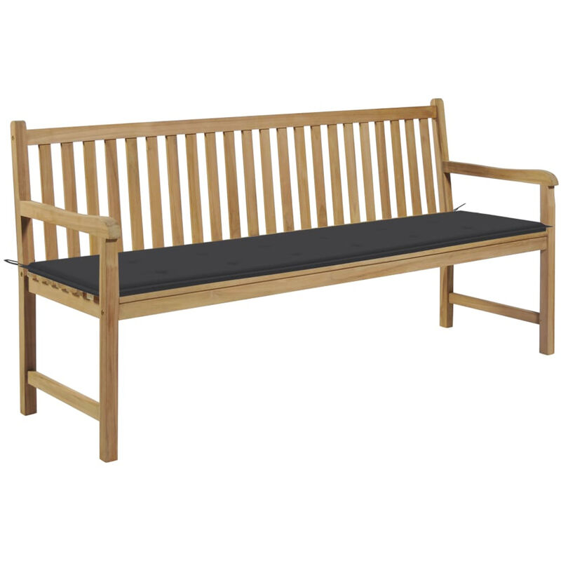 

Happyshopping - Banco de jardin madera maciza teca con cojin antracita 175 cm