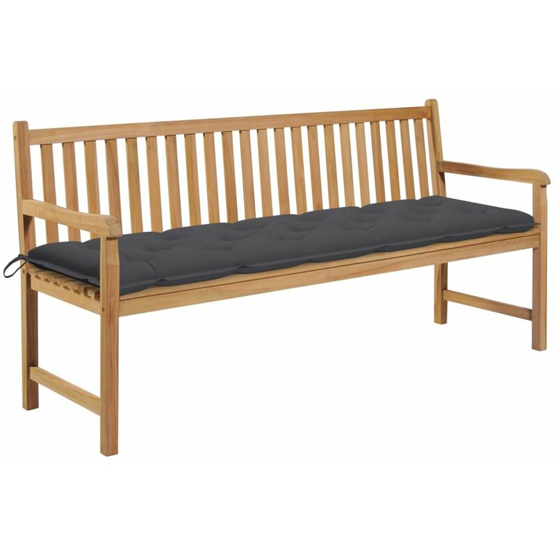 

Banco de jardin madera maciza teca con cojin antracita 175 cm