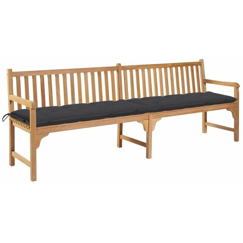 

Banco de jardin madera maciza teca con cojin antracita 240 cm