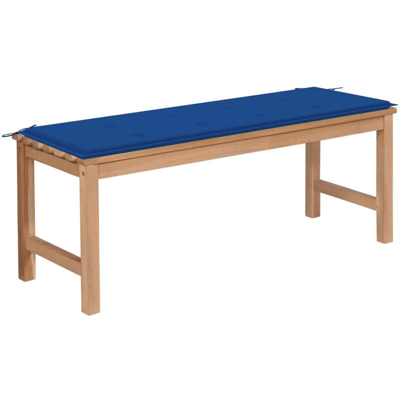 

Banco de jardin madera maciza teca con cojin azul regio 120 cm
