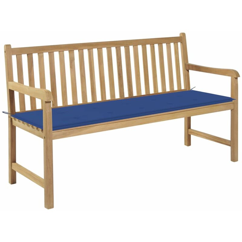 

Banco de jardin madera maciza teca con cojin azul regio 150 cm