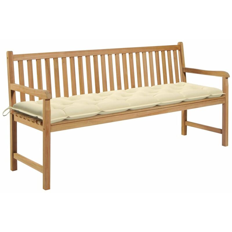 

Banco de jardin madera maciza teca con cojin blanco crema 175cm