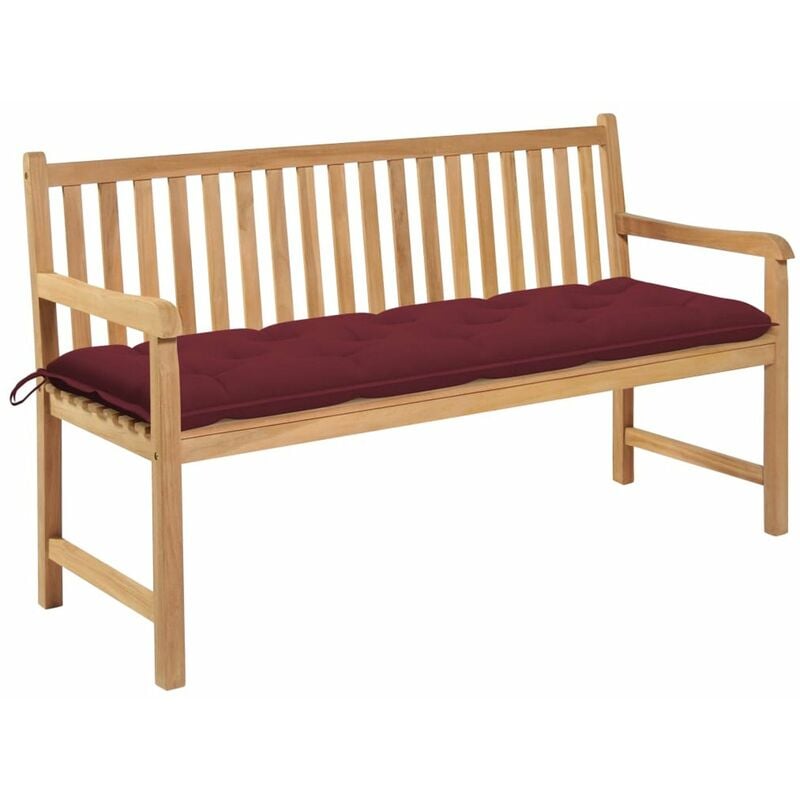 

Banco de jardin madera maciza teca con cojin color vino 150 cm