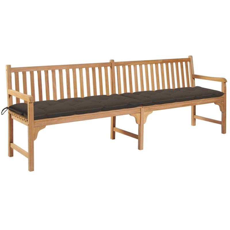 

Banco de jardín madera maciza teca con cojín gris taupe 240 cm