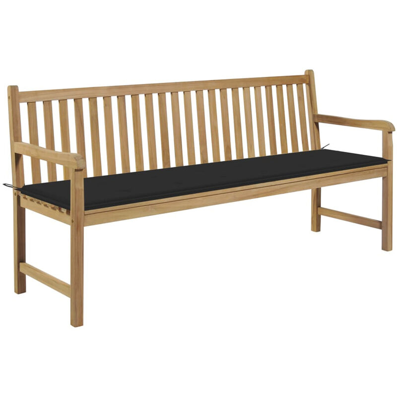 

Banco de jardin madera maciza teca con cojin negro 175 cm