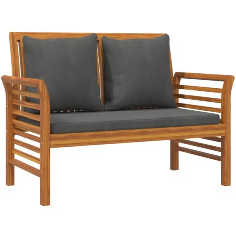 Banco de jardín Muebles de exterior para terraza sofá cubierta con cojines 120 x 60 x 81 cm madera maciza de acacia gris oscuro 020011139