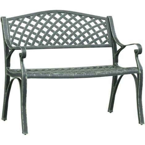 Banco de jardín Muebles de exterior para terraza terraza 102 x 50 x 83 cm aluminio fundido verde 020011148