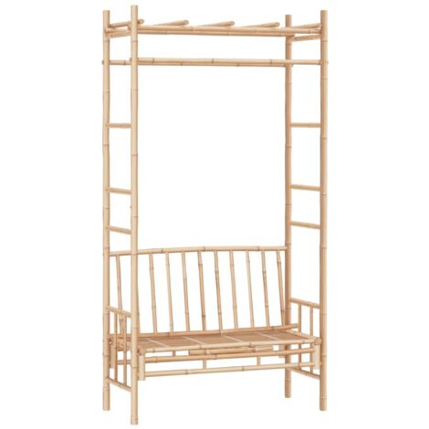 Banco de jardín muebles de exterior terraza con pérgola 116 cm bambú 020011638