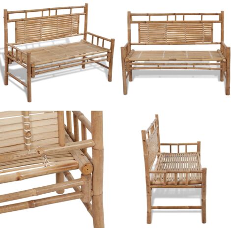 Banco de jardín plegable bambú 120 cm - Banco de bambú - Banco plegable