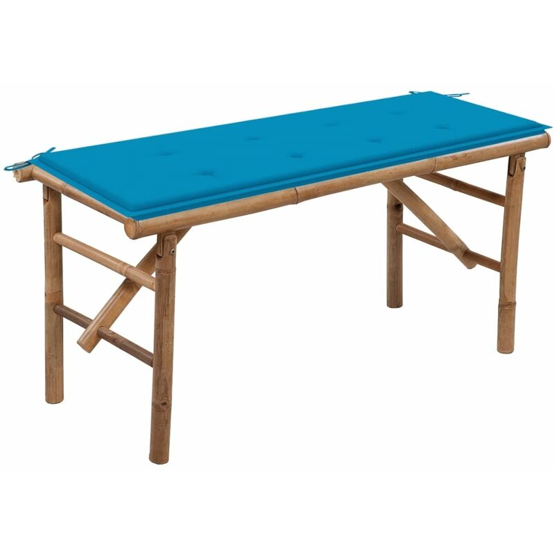 

Banco de jardín plegable con cojín bambú 118 cm