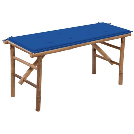 Banco de jardín plegable con cojín bambú 118 cm vidaXL