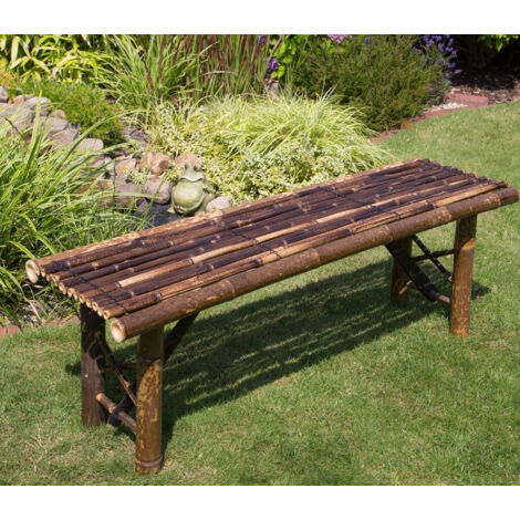 Banco de jardín plegable de bambú marrón 120x44x36 cm MDJ06013