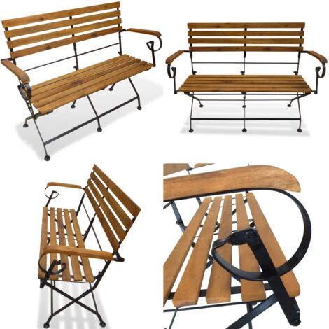 Banco de jardín plegable madera maciza de acacia 112 cm - Banco plegable - Banco de madera