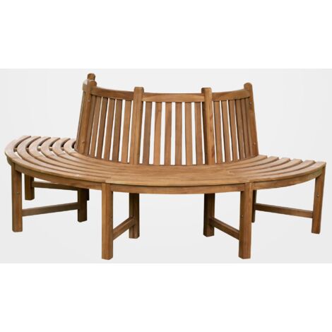 Banco de jardín semicircular de 206 cm con respaldo de madera maciza de teca 100008730