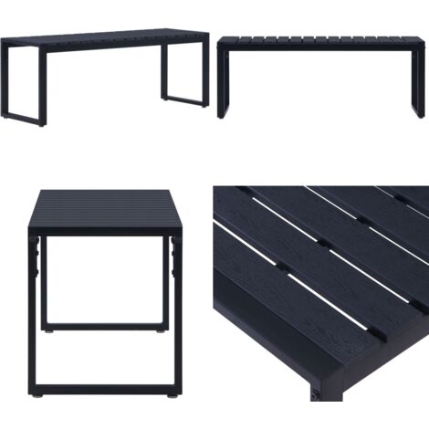 Banco de jardín tablero PS negro 120,5 cm - Banco exterior - Banco de jardín negro