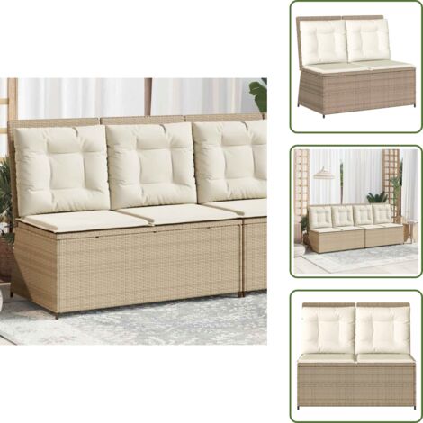 Banco de jardín - vidaXL Sillón reclinable de jardín con cojines ratán sintético beige - Asiento de jardín