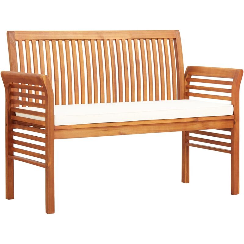 

Banco de jardín 2 plazas con cojín madera maciza acacia 120 cm - Marrón