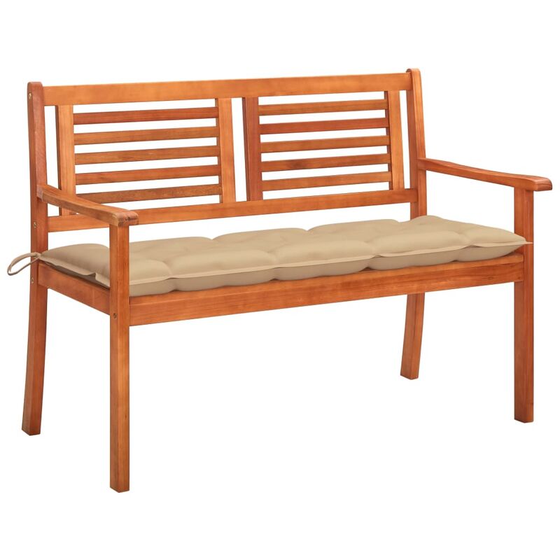 

Banco de jardín 2 plazas madera maciza eucalipto y cojín 120 cm - Marrón