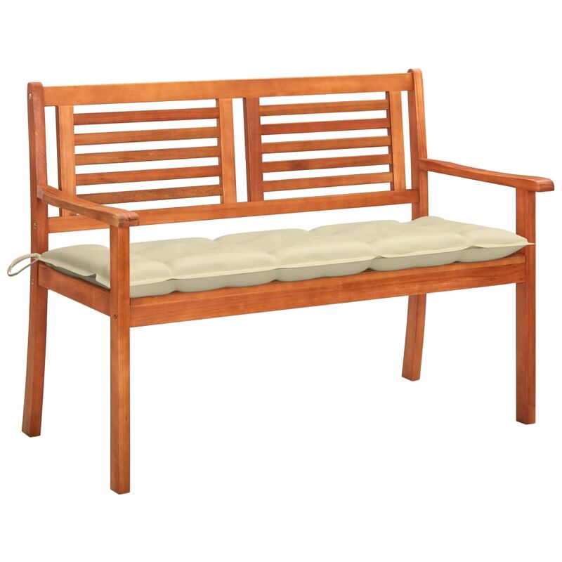 

Banco de jardín 2 plazas madera maciza eucalipto y cojín 120 cm - Marrón