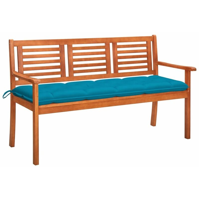 

Banco de jardín 3 plazas madera maciza eucalipto y cojín 150 cm - Marrón
