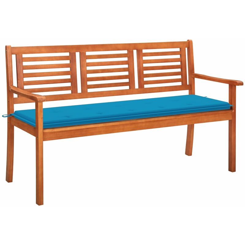 

Banco de jardín 3 plazas madera maciza eucalipto y cojín 150 cm - Marrón