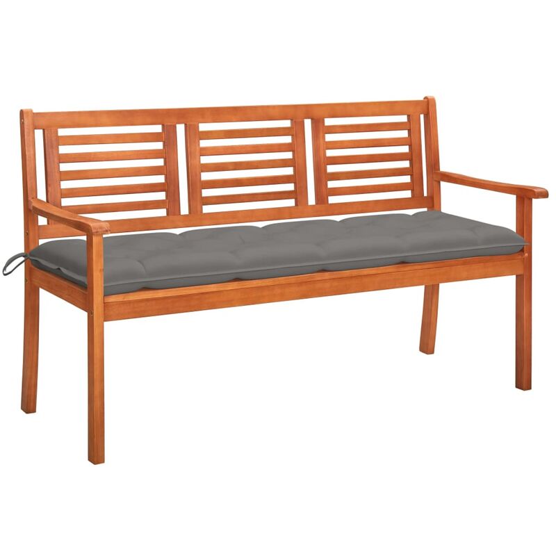 

Banco de jardín 3 plazas madera maciza eucalipto y cojín 150 cm - Marrón