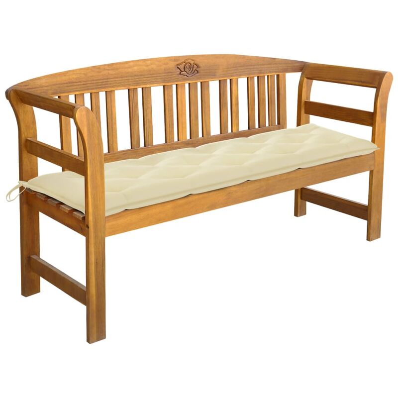 

Banco de jardín con cojín madera maciza de acacia 157 cm - Marrón