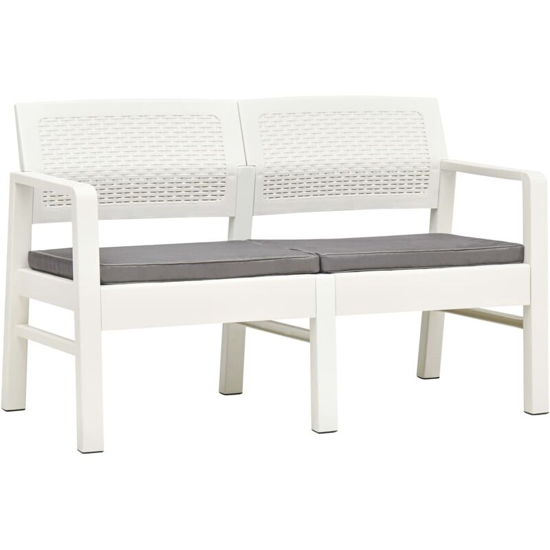 

Youthup - Banco de jardín de 2 plazas con cojines plástico blanco 120 cm - Blanco