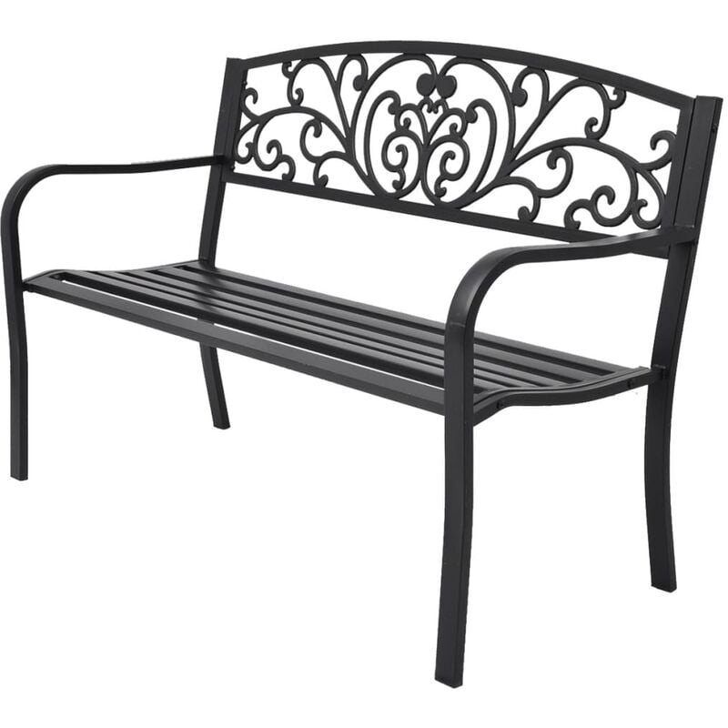 

Banco de jardín de hierro fundido negro 127 cm - Negro