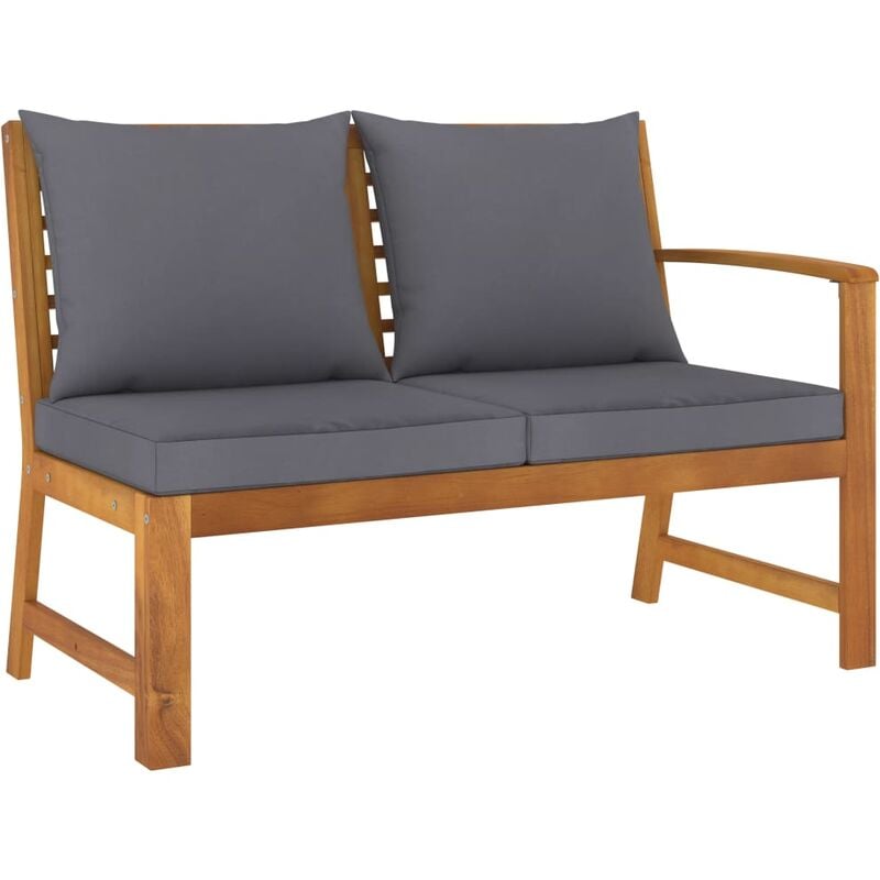 

Banco de jardín madera de acacia y cojines gris oscuro 114,5 cm - Gris
