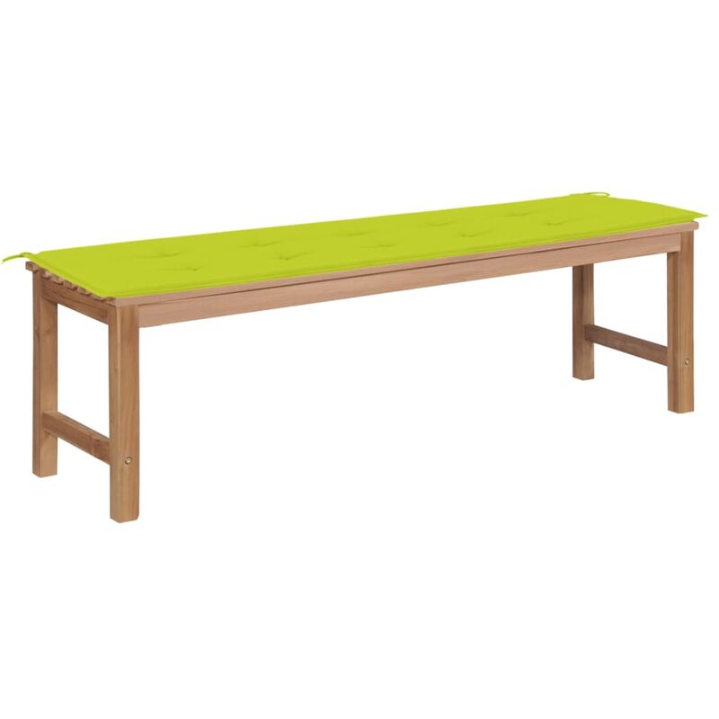 

Banco de jardín madera de teca con cojín verde brillante 150 cm