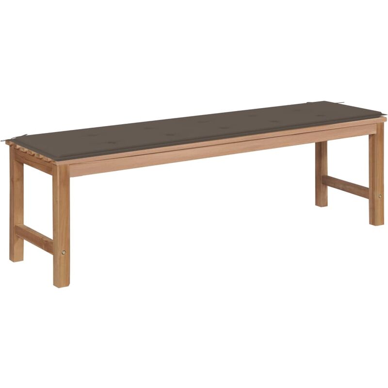 

Banco de jardín madera maciza teca con cojín gris taupe 150 cm