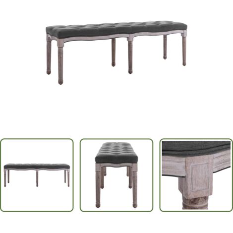 Banco de lino -  Banco lino y madera maciza gris oscuro 150x40x48 cm