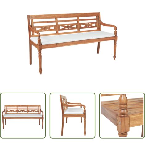 Banco de madera -  Banco Batavia con cojines 150 cm madera teca
